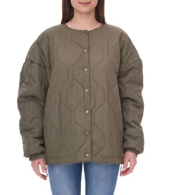 Große Größen|Mäntel & Jacken*O46bpx Damen wattierte Wende-Jacke Frühlings-Jacke mit verstellbarem Saum Übergangs-Jacke Oversize 954904 Dunkelgrün