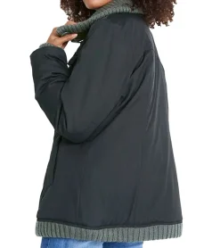 Mäntel & Jacken*O46bpx Damen Winter-Jacke mit Strick-Details stylische Outdoor-Jacke 955517 Schwarz