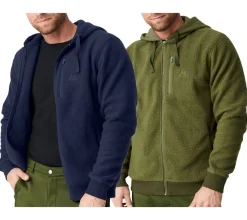 Sportoberbekleidung|Jacken & Mäntel*DANISH ENDURANCE Herren Übergangs-Jacke kuschelige Fleece-Jacke mit Kapuze nachhaltige Oeko-Tex zertifizierte Jacke 155000 oder Grün Navy