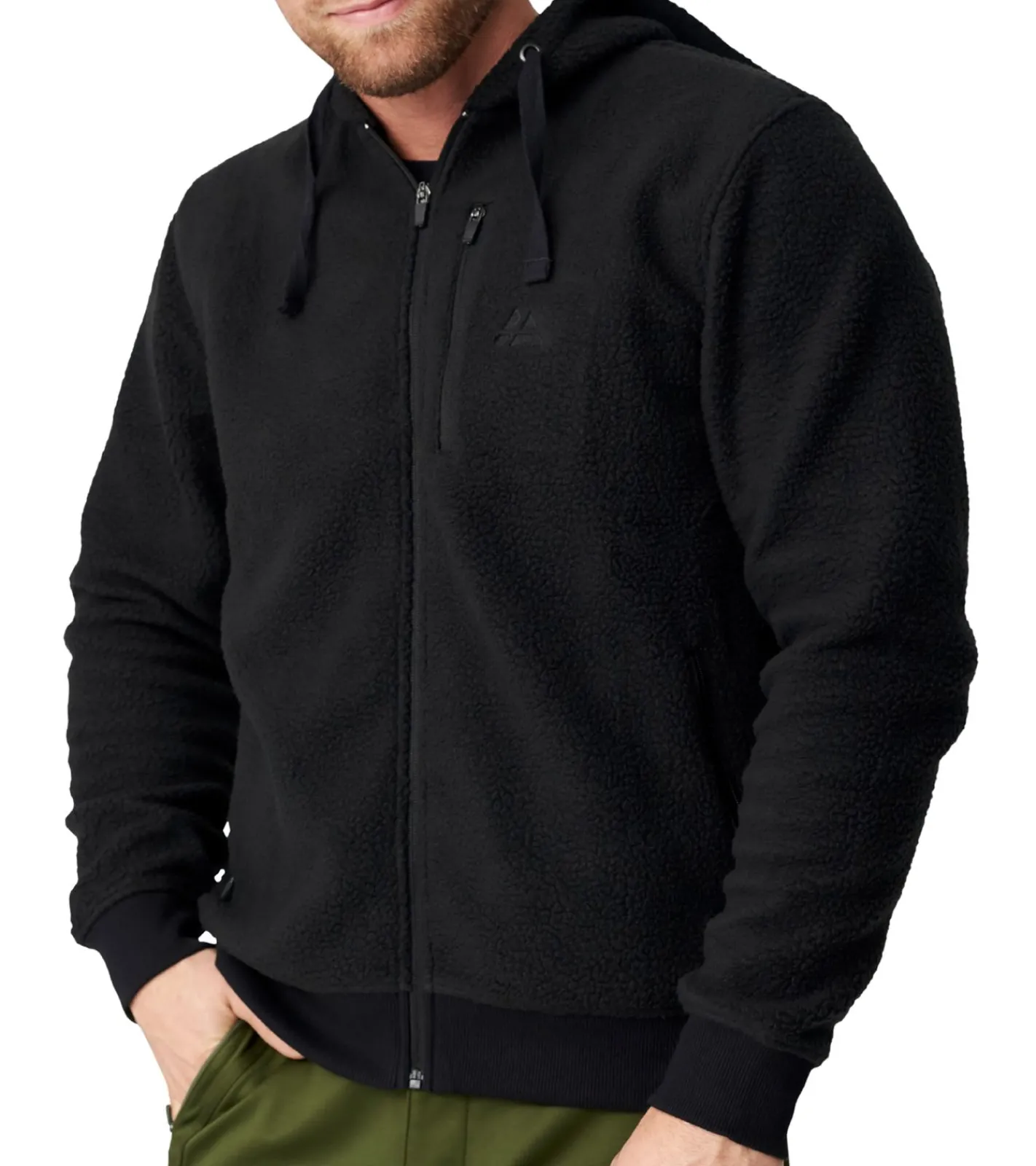 Sportoberbekleidung|Jacken & Mäntel*DANISH ENDURANCE Herren Übergangs-Jacke kuschelige Fleece-Jacke mit Kapuze nachhaltige Oeko-Tex zertifizierte Jacke 155000 Schwarz, , Grün Navy