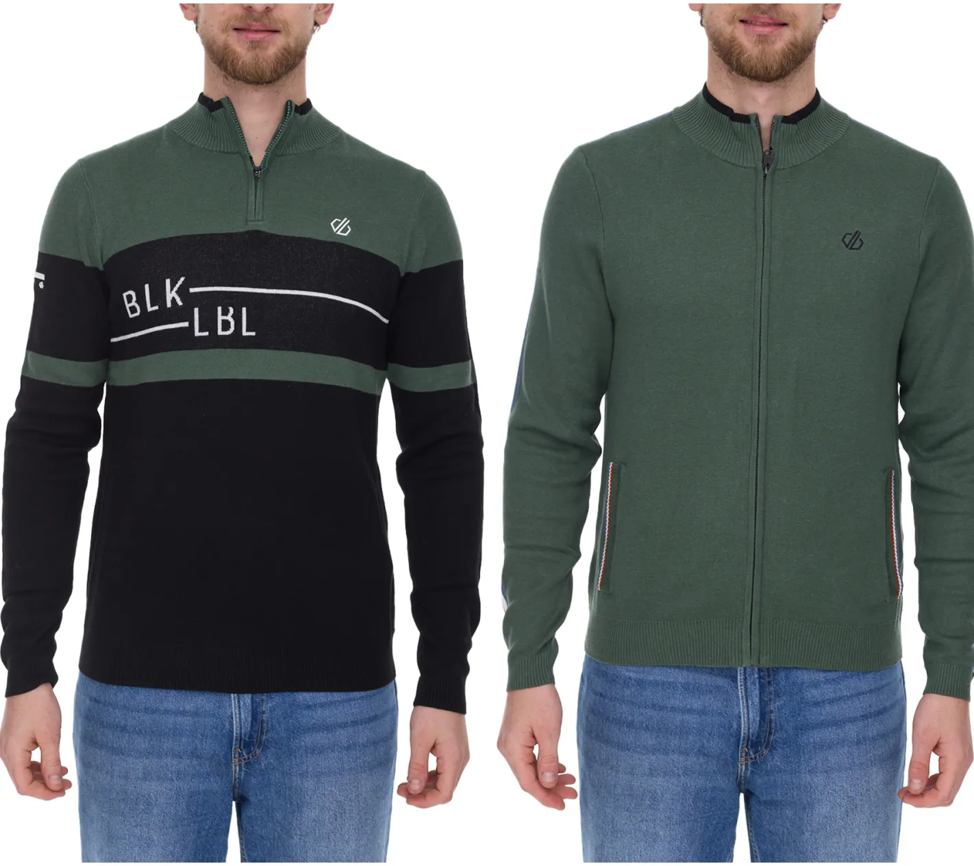 Pullover & Sweater|Sportoberbekleidung*DARE 2b Outgoing II Herren Troyer in Schwarz/Gün oder Dutiful II FullZip Herren Strickjacke in Grün Outgoing II Schwarz/Gün