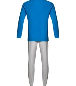 Nachtwäsche & Bademode*DC Comics Herren Superman Schlafanzug Pyjama-Set mit großem Logo auf der Brust Blau/Grau