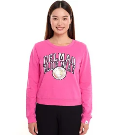 Sweater & Pullover*DELMAO Cropped Sweater verkürzt geschnittener Damen Baumwoll-Pullover 42556633 Pink