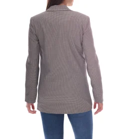 Blazer & Sakko*DELMAO Damen Blazer Anzug-Jacke mit Reverskragen karierte Business-Jacke 55782465 Grau/Blau/Weiß