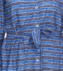 Poloshirts & Blusen|Kleider*DELMAO Damen Blusenkleid Sommer-Bluse mit Marken-Schriftzug Langarm-Shirt 47783738 Blau