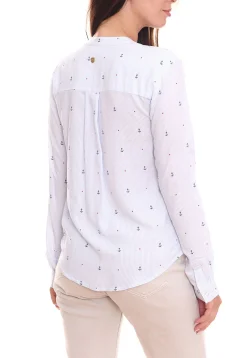 Poloshirts & Blusen*DELMAO Damen Hemd-Bluse mit Allover 