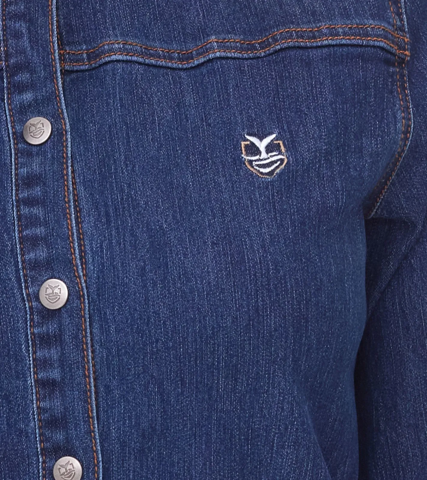 Poloshirts & Blusen*DELMAO Damen Jeans-Bluse Baumwoll-Hemd mit durchgehender Knopfleiste 53461803 Blau