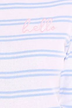 Sweater & Pullover*DELMAO Damen Langarm-Shirt gestreiftes Baumwoll-Sweatshirt 85025237 Blau/Weiß