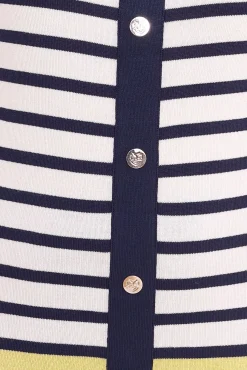 Sweater & Pullover*DELMAO Damen Langarm-Shirt gestreiftes Rundhals-Sweatshirt 16256460 Blau/Weiß