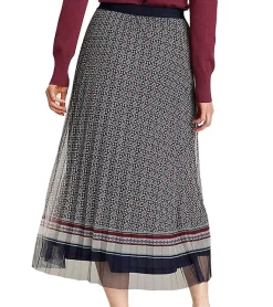 Röcke*DELMAO Damen Rock stylischer Maxi-Rock Plissee-Rock mit Falten 60748663 Blau/Rot