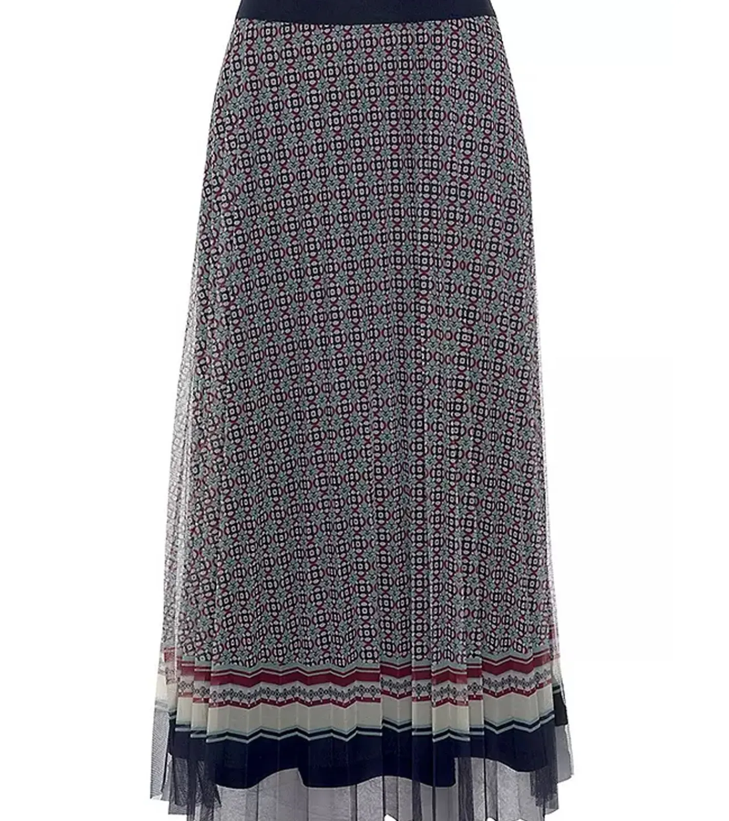 Röcke*DELMAO Damen Rock stylischer Maxi-Rock Plissee-Rock mit Falten 60748663 Blau/Rot