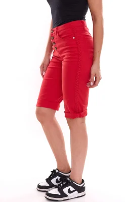 Hosen & Jeans*DELMAO Damen Sommer-Hose Jeans-Shorts Baumwoll-Hose 97270327 Rot