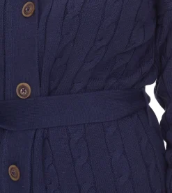 Strickjacken & Cardigans*DELMAO Damen Strick-Jacke mit Bindeband Long-Cardigan 62658830 Navy