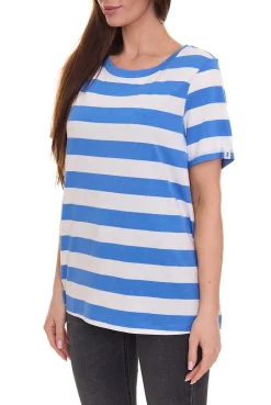 Tops & T-Shirts*DELMAO Damen T-Shirt gestreiftes Rundhals-Shirt 63058126 Blau/Weiß