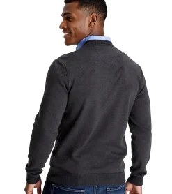 Pullover & Sweater*DELMAO Herren Strick-Pullover nachhaltiger Pulli mit Logo-Stickerei Langarm 46422150 Grau