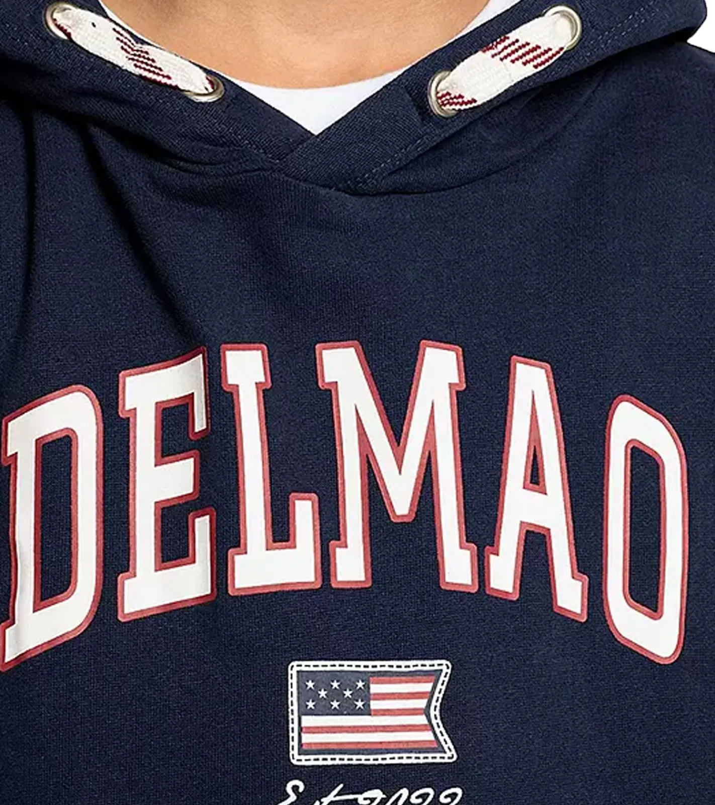 Pullover & Sweater*DELMAO Kinder Baumwoll-Pullover mit Kapuze und großem Frontlogo Langarm-Shirt 65583222 Blau