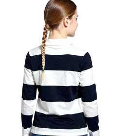 Pullover & Sweater*DELMAO Kinder Langarm-Shirt Mädchen Longsleeve mit Polo-Kragen 54289803 Blau/Weiß