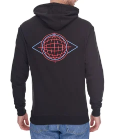 Pullover & Sweater*Denim Project Globe Drop Herren Kapuzen-Pullover Hoodie mit Kängurutasche Baumwoll-Pullover DP005 001 Schwarz