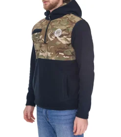 Pullover & Sweater*Denim Project Herren Fleece-Pullover mit Camouflage Muster Winter-Hoodie DP-10022-003 4341 Schwarz/Grün