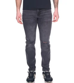 Jeans & Hosen*Denim Project Herren Jeans nachhaltige Slim Fit Hose im Destroyed-Look Baumwoll-Hose DP-10022-106 281 Schwarz