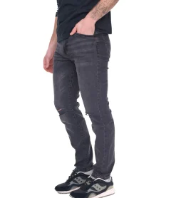 Jeans & Hosen*Denim Project Herren Jeans nachhaltige Slim Fit Hose im Destroyed-Look Baumwoll-Hose DP-10022-106 281 Schwarz