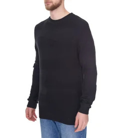 Pullover & Sweater*Denim Project Herren Strick-Pullover mit dezenter Musterung Baumwoll-Pullover Winter-Pullover Langarm-Shirt DP-10023-073 001 Schwarz