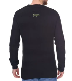 Pullover & Sweater*Denim Project Herren Strick-Pullover mit dezenter Musterung Baumwoll-Pullover Winter-Pullover Langarm-Shirt DP-10023-073 001 Schwarz