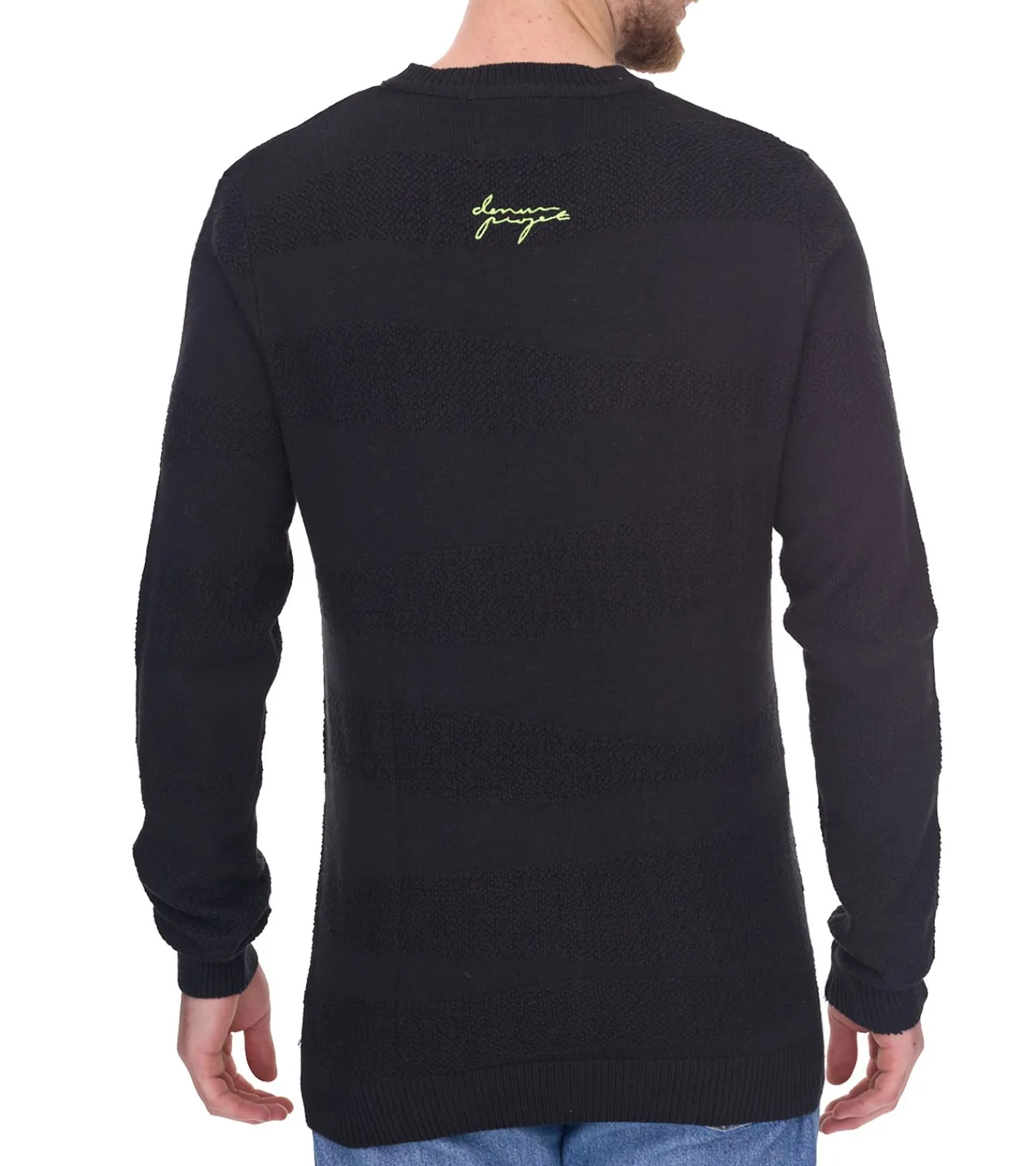 Pullover & Sweater*Denim Project Herren Strick-Pullover mit dezenter Musterung Baumwoll-Pullover Winter-Pullover Langarm-Shirt DP-10023-073 Weiß oder Schwarz