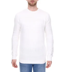 Pullover & Sweater*Denim Project Herren Strick-Pullover mit dezenter Musterung Baumwoll-Pullover Winter-Pullover Langarm-Shirt DP-10023-073 590 Weiß