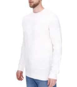 Pullover & Sweater*Denim Project Herren Strick-Pullover mit dezenter Musterung Baumwoll-Pullover Winter-Pullover Langarm-Shirt DP-10023-073 590 Weiß