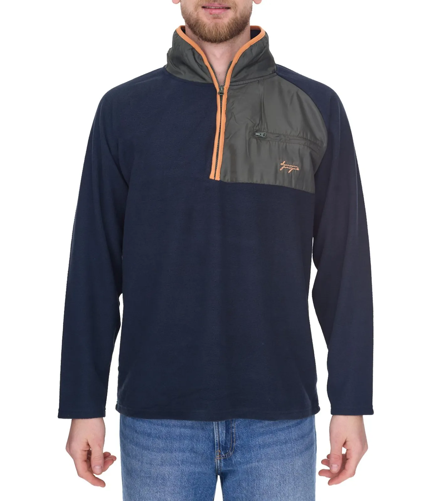 Jacken & Mäntel*Denim Project Herren Teddy-Fleecejacke mit Brusttasche Fleece-Jacke DP-10023-127 578 Dunkelblau