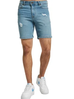 Shorts & Bermudas*Denim Project Sync Herren Jeans Baumwoll Bermuda-Shorts mit Destroyed-Effekt Sommer-Hose DP-Coll2-004 424 Hellblau