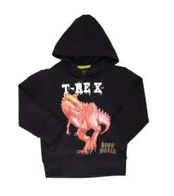 Pullover & Sweater*DINO WORLD Kinder Pullover für Jungen Baumwoll-Hoodie mit Dino-Print Kapuzen-Pullover Sweatshirt 27303360 Schwarz