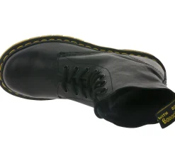 Boots & Stiefel*Dr. Martens 1460 Echtleder-Stiefel komfortable Schnür-Schuhe mit gelben Nähten 13512006 Schwarz