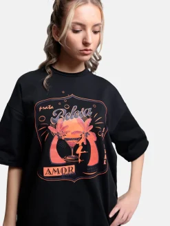 Tops & T-Shirts|T-Shirts & Tank Tops*DWD! Studioz DWD Studioz Unisex Ipanema Girl T-Shirt für Damen oder Herren Rundhals-Shirt mit großem Front-Print Schwarz