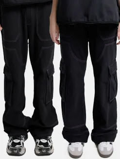 Hosen & Jeans|Jeans & Hosen*DWD! Studioz DWD Studioz Unisex Sao Paulo Cargo-Hosen für Damen oder Herren Denim-Hose mit großen Beintaschen Schwarz