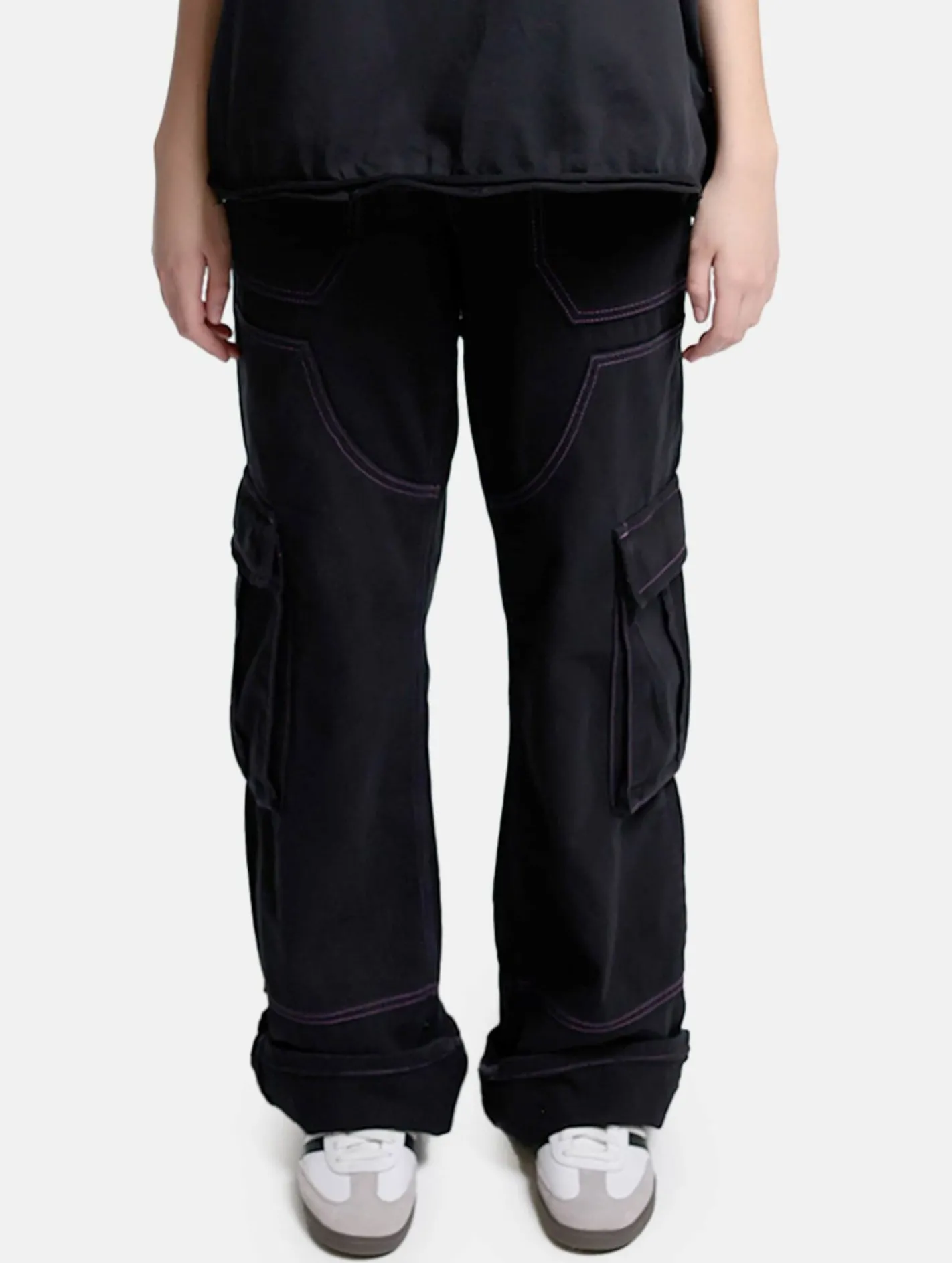 Hosen & Jeans|Jeans & Hosen*DWD! Studioz DWD Studioz Unisex Sao Paulo Cargo-Hosen für Damen oder Herren Denim-Hose mit großen Beintaschen Schwarz