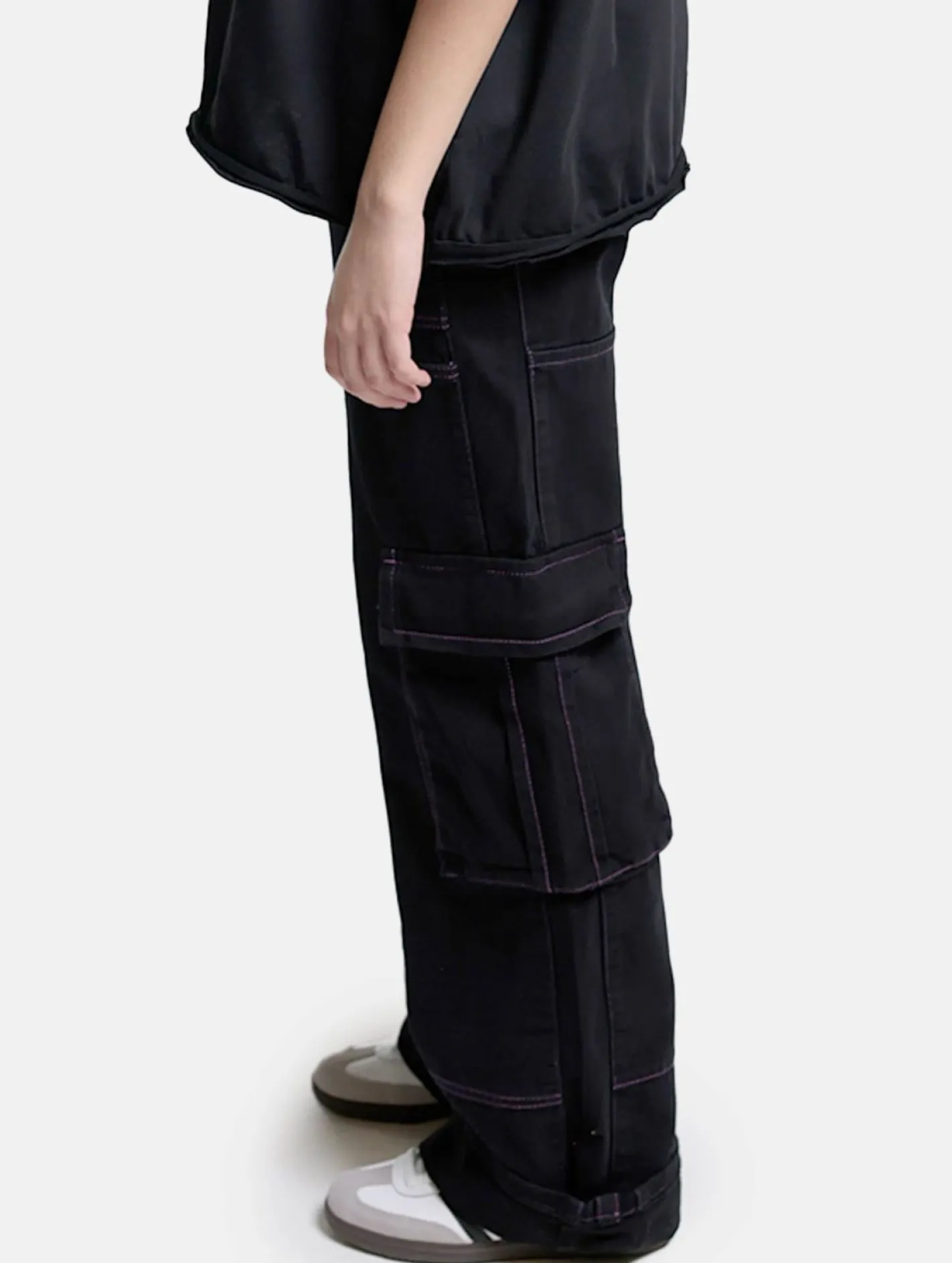 Hosen & Jeans|Jeans & Hosen*DWD! Studioz DWD Studioz Unisex Sao Paulo Cargo-Hosen für Damen oder Herren Denim-Hose mit großen Beintaschen Schwarz