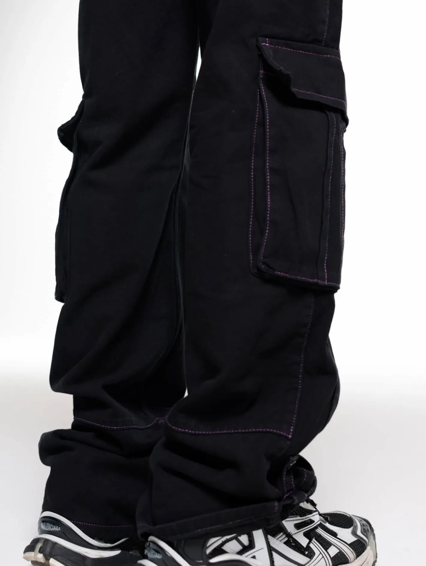 Hosen & Jeans|Jeans & Hosen*DWD! Studioz DWD Studioz Unisex Sao Paulo Cargo-Hosen für Damen oder Herren Denim-Hose mit großen Beintaschen Schwarz