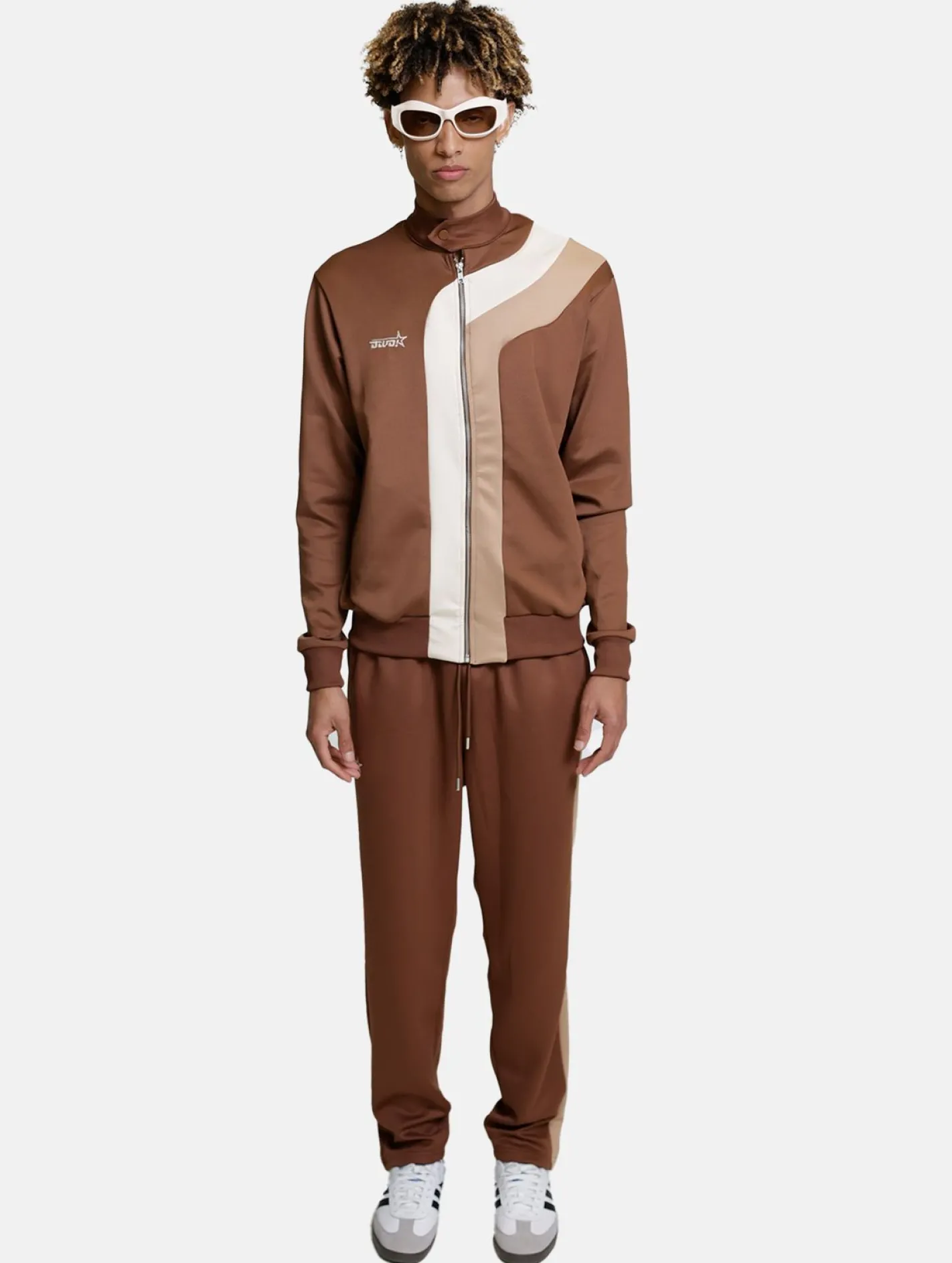 Fitnessmode & Jogginghosen|Hosen & Jeans*DWD! Studioz DWD Studioz Unisex Tapioca Jogging-Hose für Damen oder Herren Sweat-Pants mit seitlichen Retro-Streifen Braun