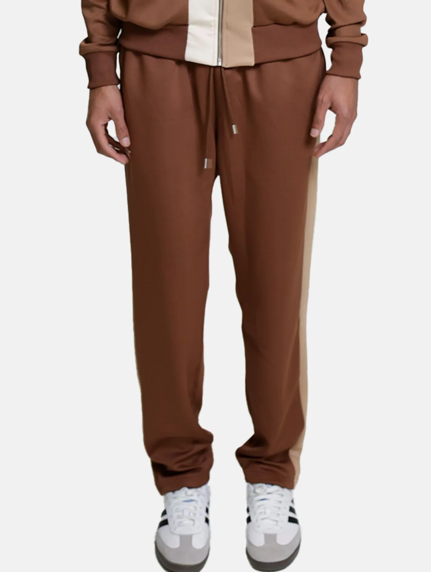 Fitnessmode & Jogginghosen|Hosen & Jeans*DWD! Studioz DWD Studioz Unisex Tapioca Jogging-Hose für Damen oder Herren Sweat-Pants mit seitlichen Retro-Streifen Braun