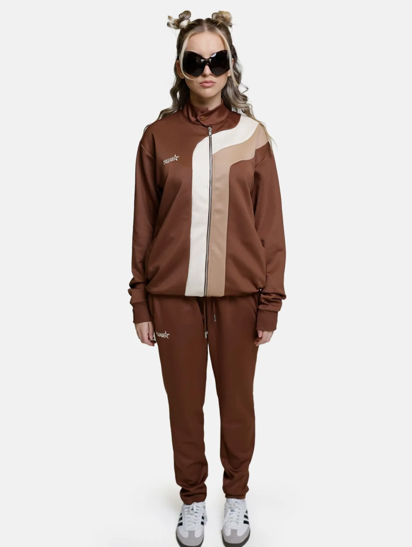 Fitnessmode & Jogginghosen|Hosen & Jeans*DWD! Studioz DWD Studioz Unisex Tapioca Jogging-Hose für Damen oder Herren Sweat-Pants mit seitlichen Retro-Streifen Braun