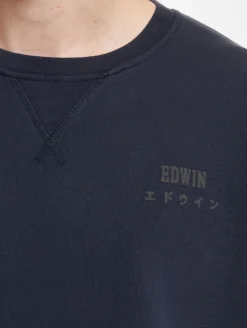 Pullover & Sweater*EDWIN Base Crew-Pullover in Marineblau