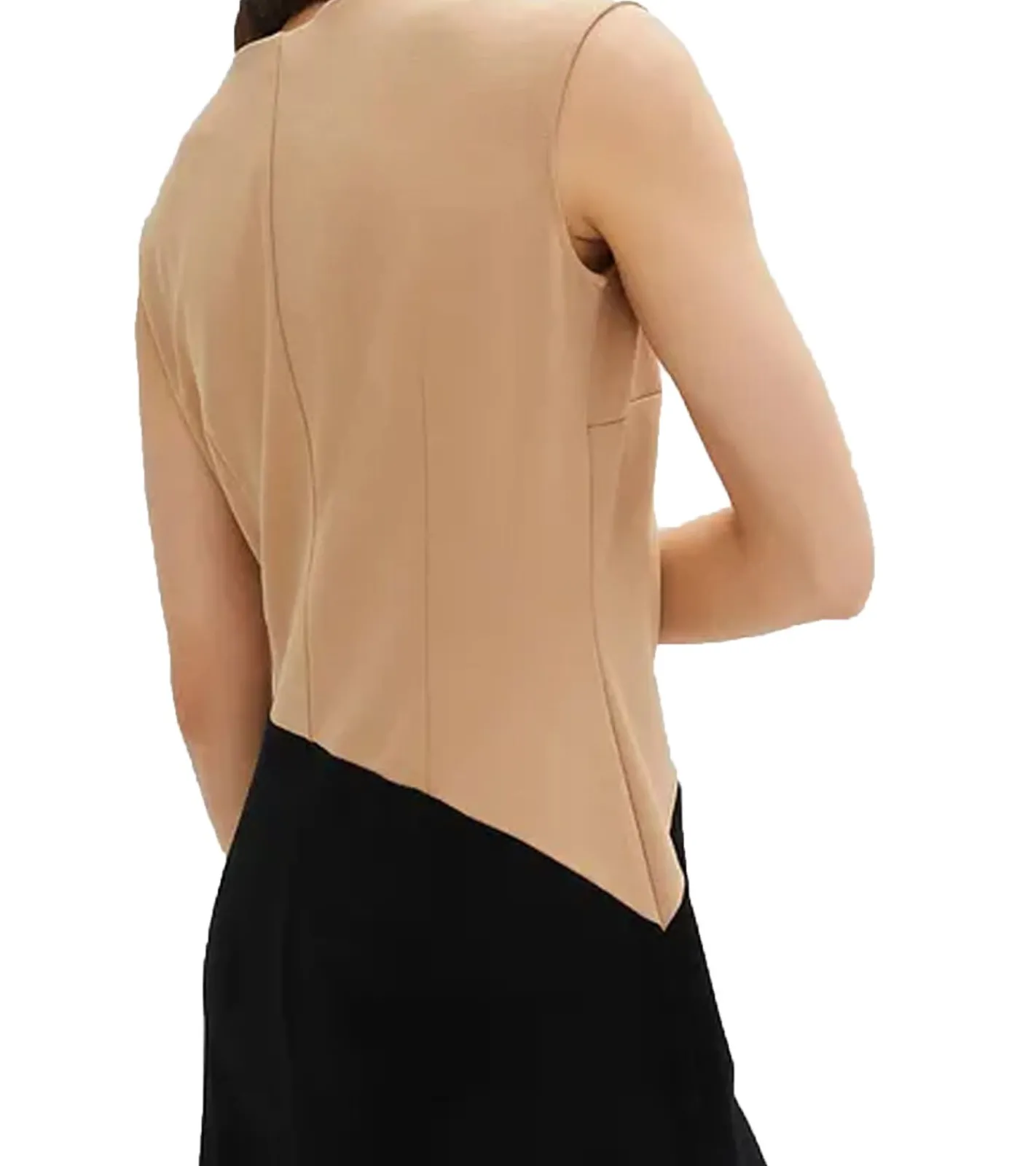 Kleider*O46bpx elegantes Damen Business-Kleid ärmelloses Etui-Kleid Jersey-Kleid 957594 Schwarz/Camel/Weiß