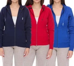 Mäntel & Jacken|Sweater & Pullover*Elevate Arora Damen Sweat-Jacke mit Kapuze 300 g/m2 schlichte Baumwoll-Jacke Pullover Blau, Rot oder Dunkelblau