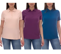 Poloshirts & Blusen*Elevate Calgary Damen Polo-Shirt Baumwolle Polo-Hemd Pique-Strick 200 g/m² Rosa-Blush, Lila oder Blau