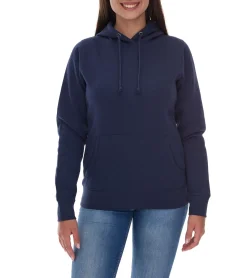 Große Größen|Sweater & Pullover*Elevate Charon Damen Hoodie schlichter Baumwoll-Pullover mit Kängurutasche Sweater 3823455 Navy