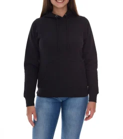Große Größen|Sweater & Pullover*Elevate Charon Damen Hoodie schlichter Baumwoll-Pullover mit Kängurutasche Sweater 3823490 Schwarz