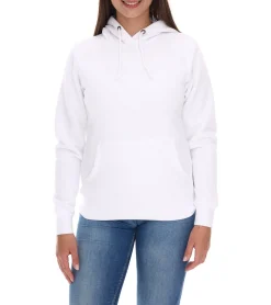 Große Größen|Sweater & Pullover*Elevate Charon Damen Hoodie schlichter Baumwoll-Pullover mit Kängurutasche Sweater 3823401 Weiß