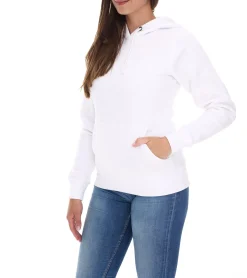 Große Größen|Sweater & Pullover*Elevate Charon Damen Hoodie schlichter Baumwoll-Pullover mit Kängurutasche Sweater 3823401 Weiß